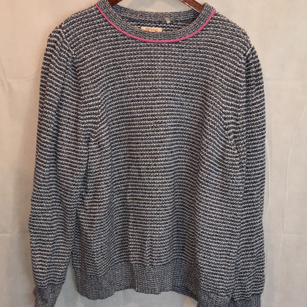 Barbour Bindweed Knit Striped Sweater Women’s Size 14 Cotton Blend Pullover